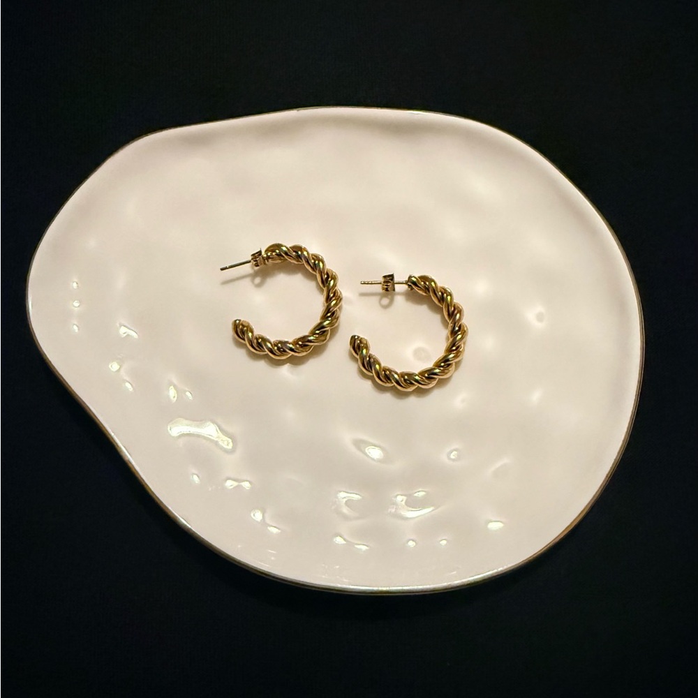 Gold Twisted Hoop Earrings
